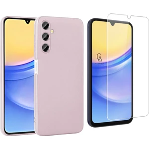 Samsung Galaxy A15 ile Uyumlu Kılıf Soft Yumuşak Telefon Kılıfı ve Temperli Cam Ekran Koruyucu