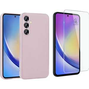Samsung Galaxy A35 ile Uyumlu Kılıf Soft Yumuşak Telefon Kılıfı ve Temperli Cam Ekran Koruyucu