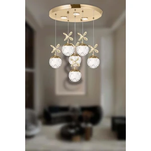 Eray Aydınlatma 2560-5+1 6 Li Sarı LED Avize(Beyaz Işık -Sarı Işık - Gün Işığı)