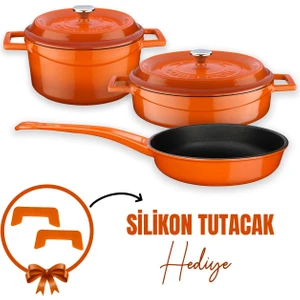 Döküm 3x Trendy Serisi 6 Parça Tencere & Tava Seti