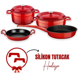 Döküm 4x Trendy Serisi 7 Parça Tencere & Tava Seti