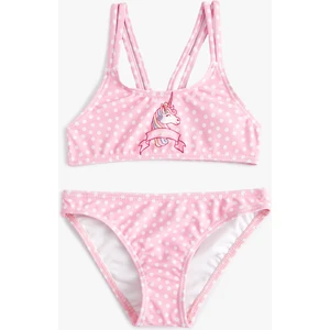 Bikini Takımı Unicorn Baskılı Ince Askılı
