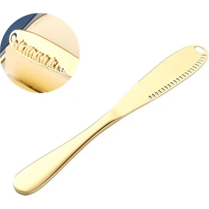 Çelik Gold Renk Delikli Tereyağ Kaşar Krem Peynir Sürme Kahvaltı Bıçağı CIN617SR
