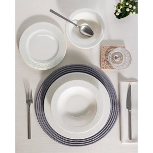 Madame Coco Raissa 6 Kişilik 24 Parça Yemek Takımı - Gri/beyaz