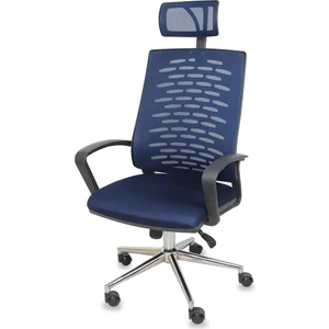 Herkese Mobilya Berlin Lacivert Fileli Yönetici Koltuğu Krom Ayak