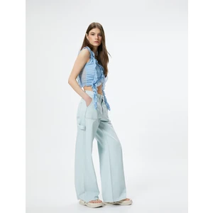 Geniş Paça Kot Pantolon Cepli Standart Bel Pamuklu - Bianca Jean