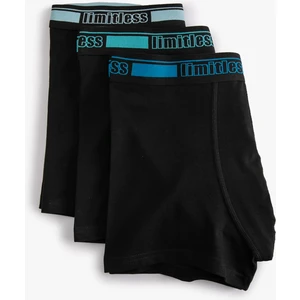 3'lü Boxer Seti Slogan Baskılı Beli Lastikli