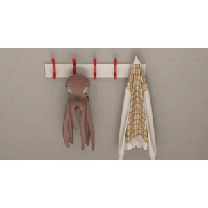 3 Boyutlu Hepsi Modern Duvar Kanca Askılık - 5 Adet Kırmızı Askılık - Beyaz Mdflam - Model 101