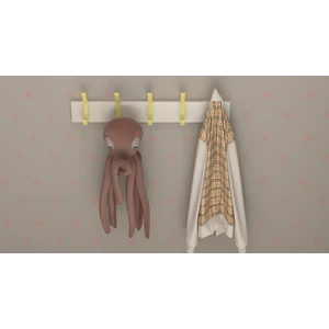 3 Boyutlu Hepsi Modern Duvar Kanca Askılık - 5 Adet Sarı Askılık - Beyaz Mdflam - Model 101
