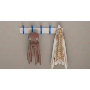 3 Boyutlu Hepsi Modern Duvar Kanca Askılık - 5 Adet Mavi Askılık - Beyaz Mdflam - Model 101