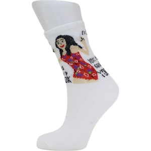 Look Socks Dilber Evin Barkın Yokmu Karakter Desenli Beyaz Kolej Çorap