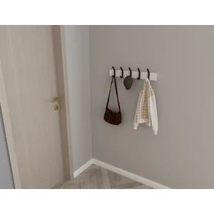 3 Boyutlu Hepsi Modern Duvar Kanca Askılık - 5 Adet Siyah Askılık - Beyaz Mdflam - Model 101