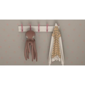3 Boyutlu Hepsi Modern Duvar Kanca Askılık - 5 Adet Pembe Askılık - Beyaz Mdflam - Model 101