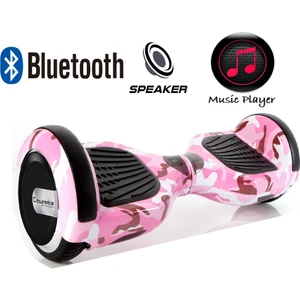 Elektrikli Kaykay Hoverboard Bluetooth Hoparlörlü 6.5 Inch Akıllı Dengeli - Pembe Kamuflaj Grafiti Desenli