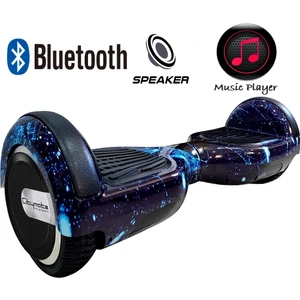 Elektrikli Kaykay Hoverboard Bluetooth Hoparlörlü 6.5 Inch Akıllı Dengeli - Gökmavi Grafiti Desenli
