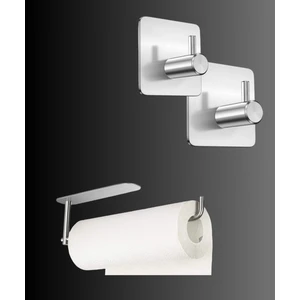 FH Design Home Paslanmaz Çelik Kağıt Havlu Askılığı ve 2 Adet Paslanmaz Çelik Inox Banyo ve Havlu Askısı