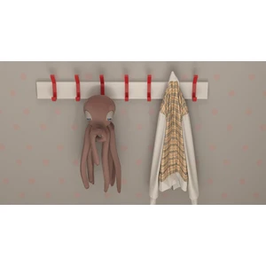 3 Boyutlu Hepsi Modern Duvar Kanca Askılık - 7 Adet Kırmızı Askılık - Beyaz Mdflam - Model 101