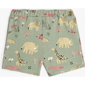 Şort Beli Lastikli Cepli Dokulu Pamuklu