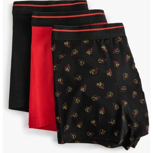 3'lü Boxer Seti Minimal Baskılı Beli Lastikli Çok Renkli