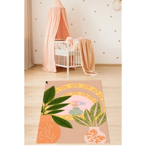 Tropikal Yapraklar Renkli Çiçek Iskandinav Yıkanabilir Kaymaz Taban Leke Tutmaz Çocuk Odası Halısık