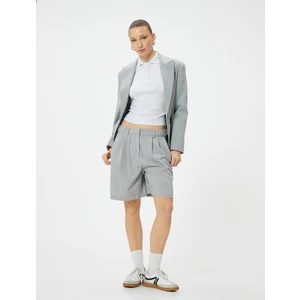 Bermuda Şort Normal Bel Cepli Pileli