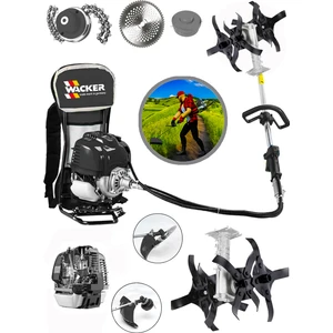 Pro Wacker Wacker Pro Germany Starglory Gtx Motor 14 Hp Sırt Tipi Ot Çim Çalı Biçme Tırpanı + Akrobat Çapa Aparatı