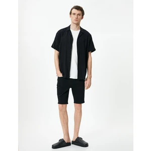 Kot Şort Bermuda Slim Fit Düğmeli Cepli