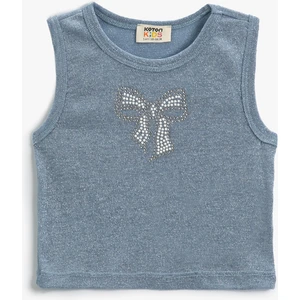 Crop Atlet Kolsuz Dar Kalıp Yuvarlak Yaka Simli