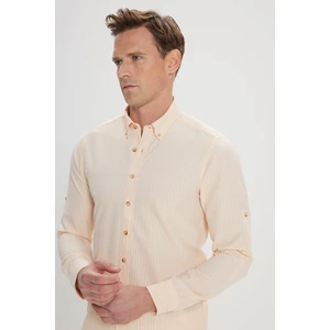 Altınyıldız Classics Erkek Yavruağzı Slim Fit Dar Kesim Gofre Desenli Düğmeli Yaka Oxford Gömlek