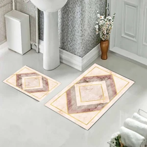 Banyo Halısı Ikili Klozet Takımı Kaymaz Tabanlı (60 cm x 100 cm + 40 cm x 60 Cm)