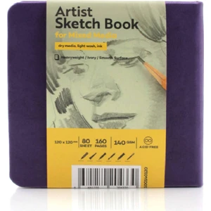 Hobi Market Art Sketchbook Sert Kapak Eskiz Çizim Defteri 140 Gr. 12X12 Cm. 80 Yp. Mor