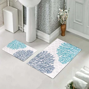 Banyo Halısı Ikili Klozet Takımı Kaymaz Tabanlı (60 cm x 100 cm + 40 cm x 60 Cm)
