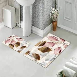 Banyo Halısı Ikili Klozet Takımı Kaymaz Tabanlı Banyo Paspas TAKIMI(60X100 + 40X60)