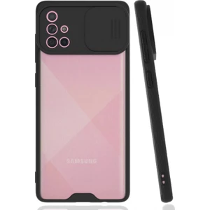 Samsung Galaxy A71 Uyumlu Platin Kamera Kızaklı Arka Koruma Kılıf - Siyah