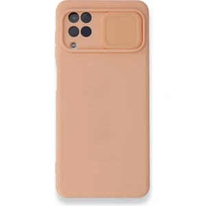 Samsung Galaxy A12 Uyumlu Kızaklı Kamera Korumalı Arka Koruma Kılıf - Pembe