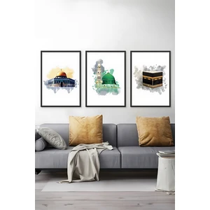 3 Parça Çerçeve Görünümlü Mdf Tablo Seti