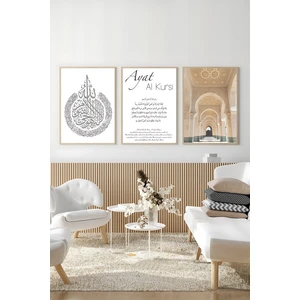 3 Parça Çerçeve Görünümlü Mdf Tablo Seti