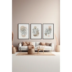 3 Parça Çerçeve Görünümlü Mdf Tablo Seti