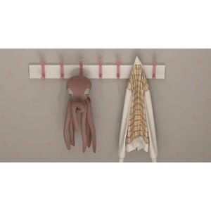 3 Boyutlu Hepsi Modern Duvar Kanca Askılık - 7 Adet Pembe Askılık - Beyaz Mdflam - Model 101