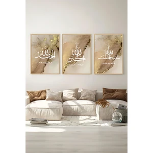3 Parça Çerçeve Görünümlü Mdf Tablo Seti