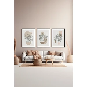 3 Parça Çerçeve Görünümlü Mdf Tablo Seti