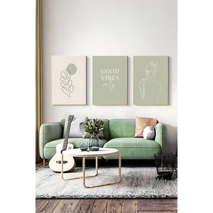 3 Parça Çerçeve Görünümlü Mdf Tablo Seti