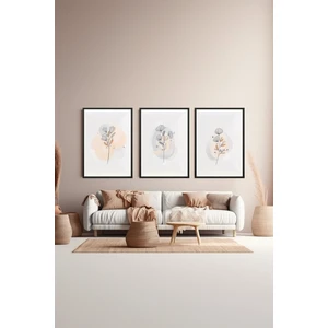 3 Parça Çerçeve Görünümlü Mdf Tablo Seti