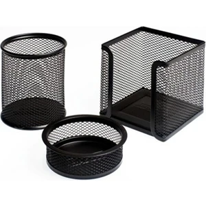 Masa Üstü Siyah Metal Perfore 3'lü Set
