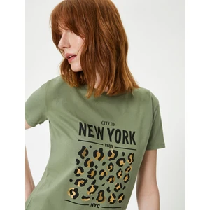 Baskılı Tişört Bisiklet Yaka Kısa Kollu