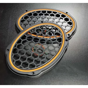 Oval 6x9 Hoparlör Kapağı Plastik Neon Turuncu Işıklı Vidalı 2 Adet Siyah