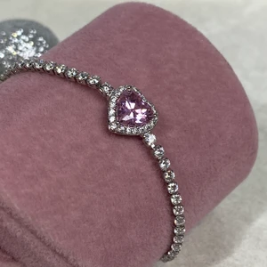 Gümüş/pembe Kalp Kesimli Asansör Ayarlanabilir  Bileklik , Gümüş Sevgili Bilekliği