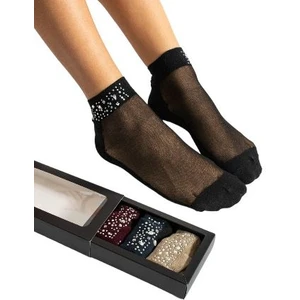 TG Socks Taşlı 4'lü Kutulu Kadın Çorap
