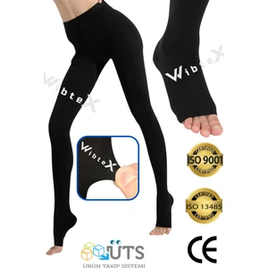 Varis Çorabı Külotlu Burnu Açık (Siyah Rengi) Orta Basınç Ccl2(Çift Bacak)