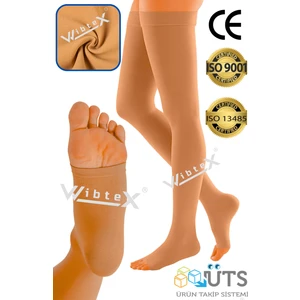 Diz Üstü Varis Çorabı Burnu Açık (Ten Rengi) Orta Basınç Ccl2(Çift Bacak)